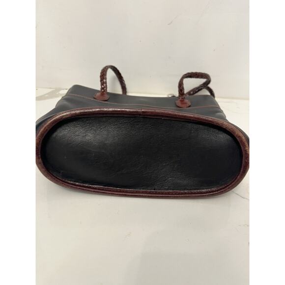 Brighton Womens Shoulder Bucket Bag Purse Leather Brown Black Croc Braided - Picture 4 of 7